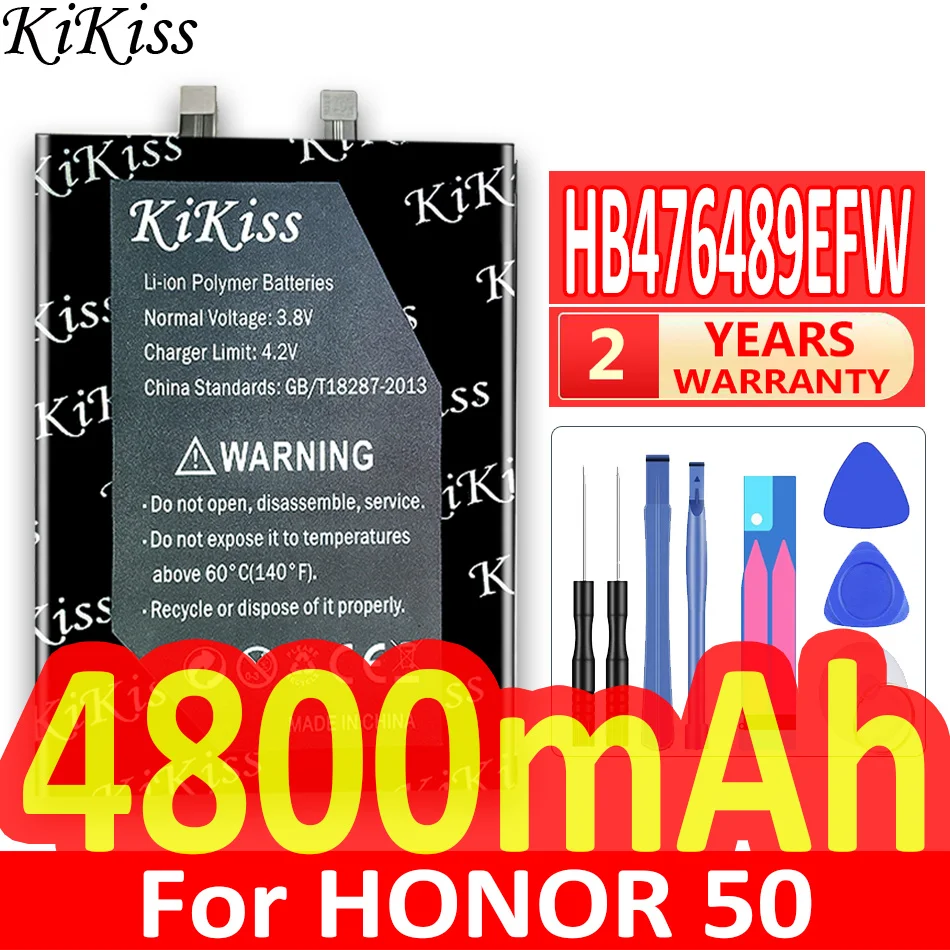 Мощный аккумулятор 4800 мАч KiKiss HB476489EFW для huawei HONOR 50, для HONOR50, мобильный телефон