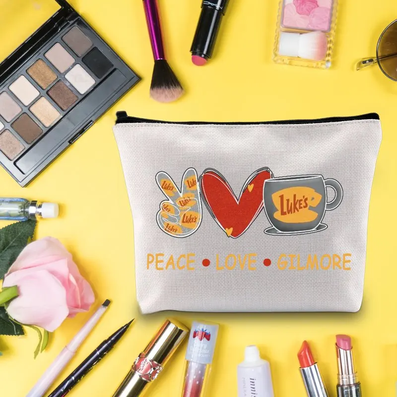 Funny, Peaceful and Loving Gilmore TV Show Lorelai and Rory Fans Cosmetic Bag Gift Zipper Pouch Makeup Bag For Friends and Famil