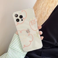 cute doodle cloud flower transparent phone case for iphone 13 11 12 pro x xr xs max 13mini 7 8plus shockproof cartoon soft cover