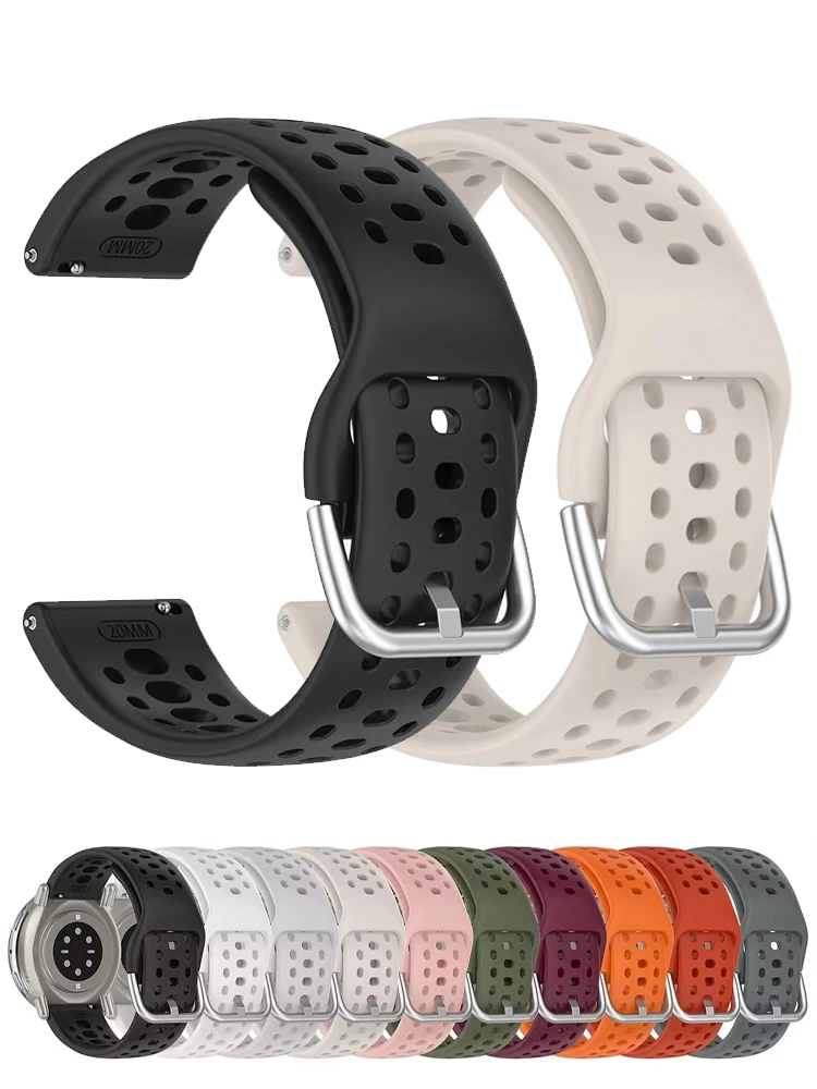 Фото Оригинальный ремешок для часов Amazfit Active 2 3, аксессуары для спортивных часов, дышащий силиконовый браслет 20 мм, Correa Amazfit GTS 3 4 mini №1
