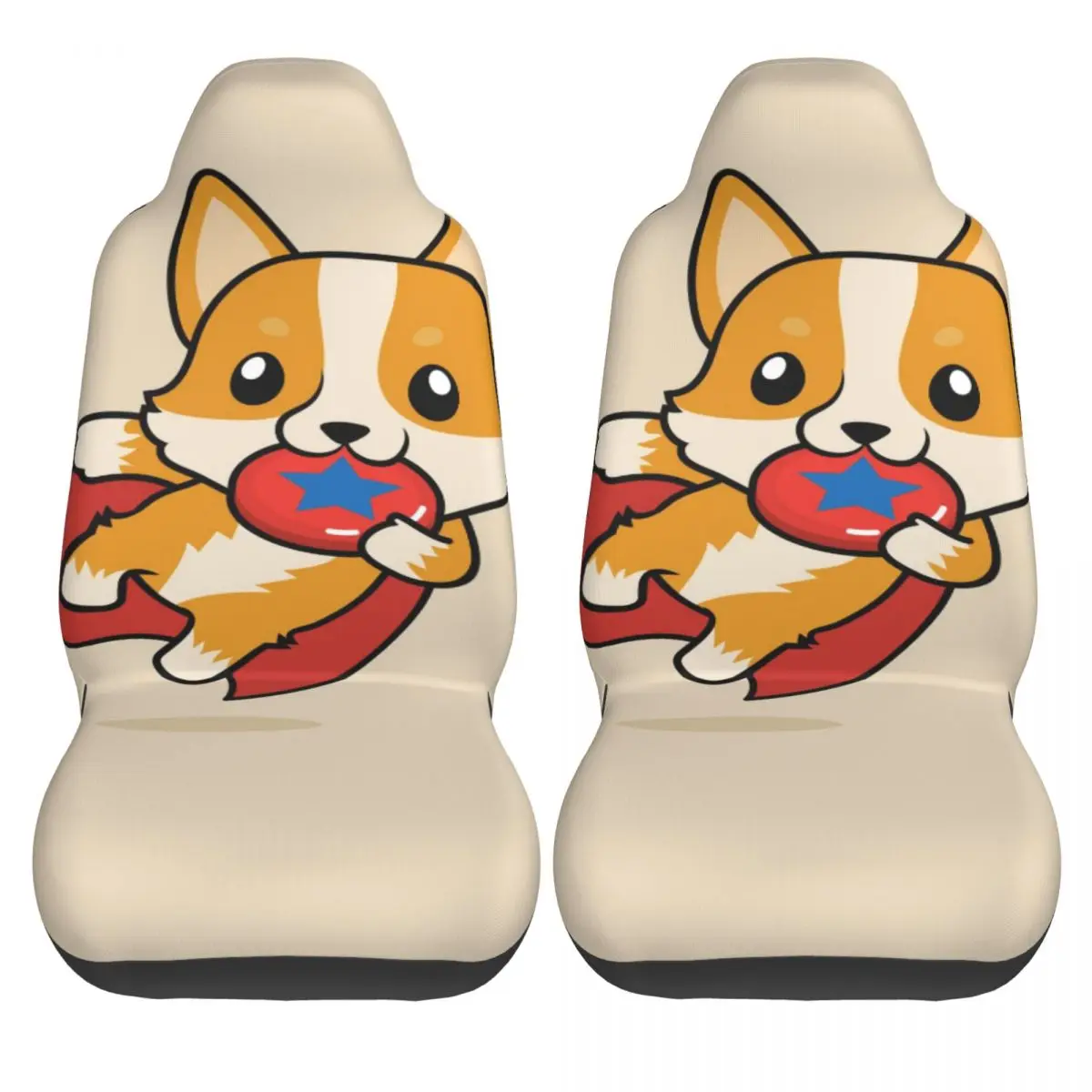 

Комплект чехлов на автомобильные сиденья Pembroke Welsh Corgi Dog Super Dog из полиэстера универсальные эластичные Запчасти для автомобильного интерьера...