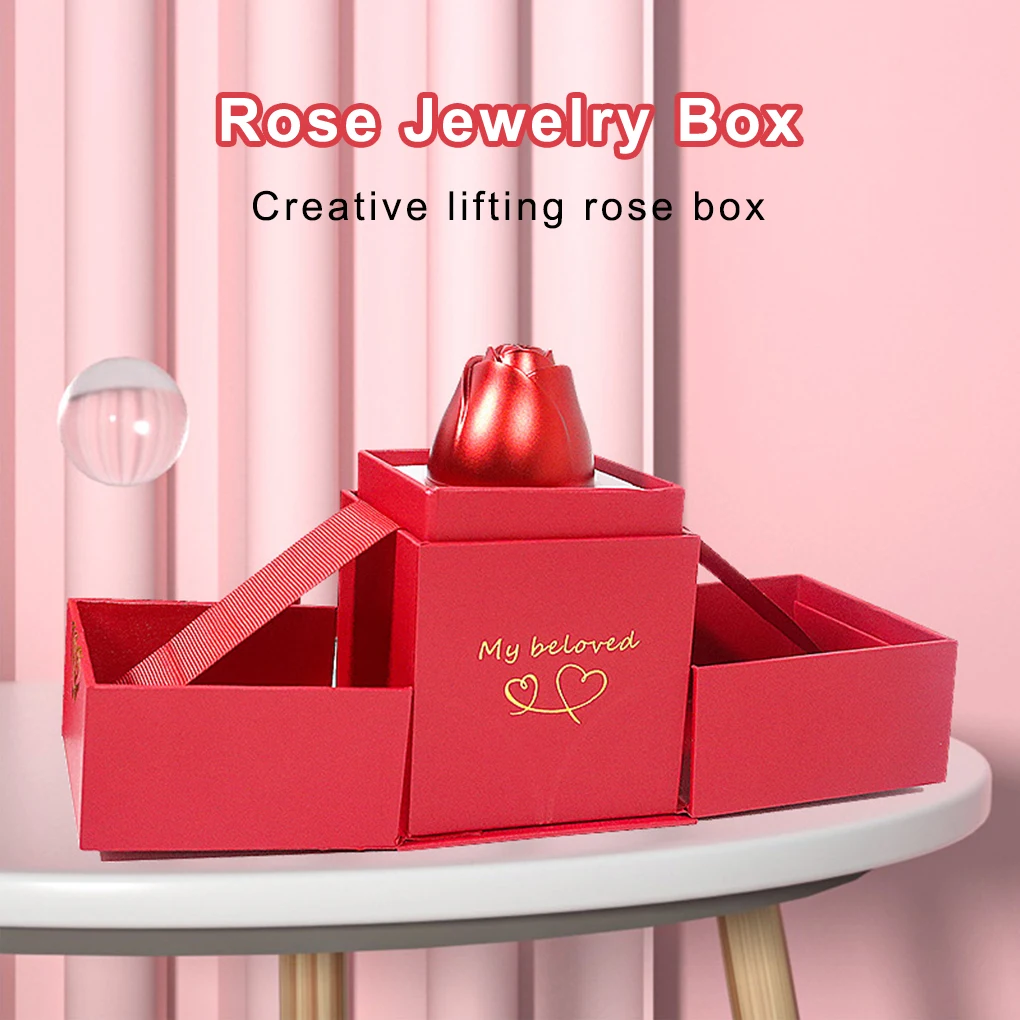 

Jewelry Storage Box Folding Necklace Package Case Pendant Holder Romantic Organizer Portable Party Festival Couple