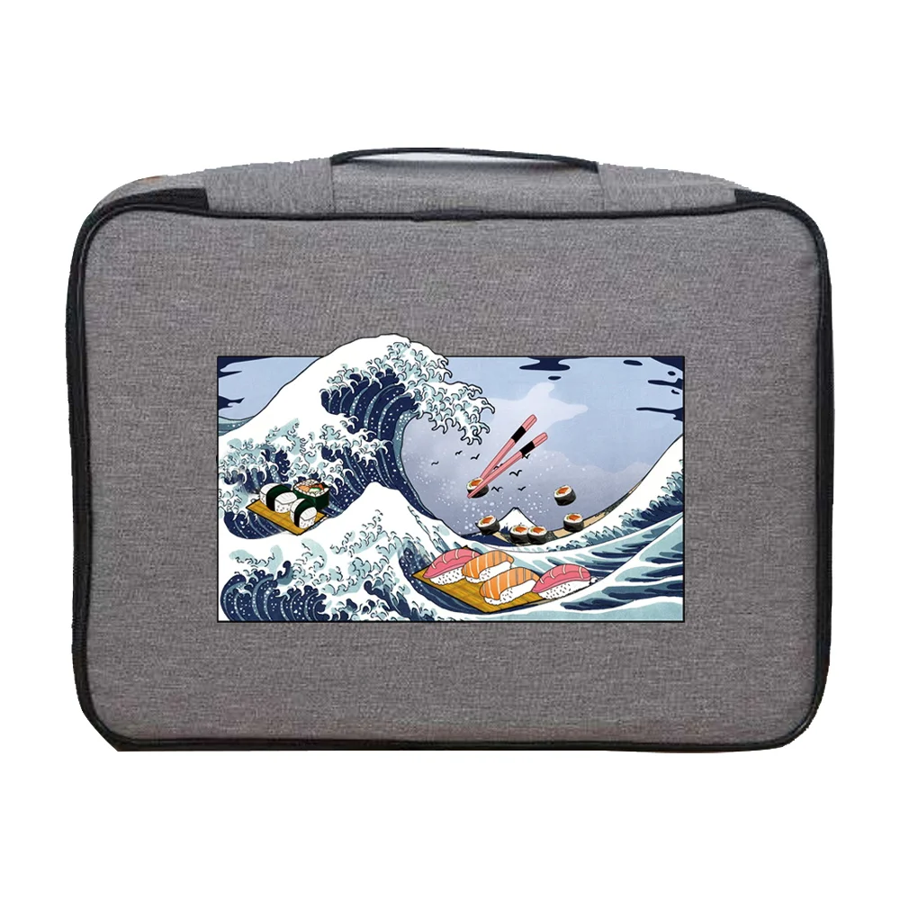 Documents Bags Handbag Men Women Outdoor Travel Credentials Passport Luggage Storage Bag Wave Print Waterproof Organizer Case