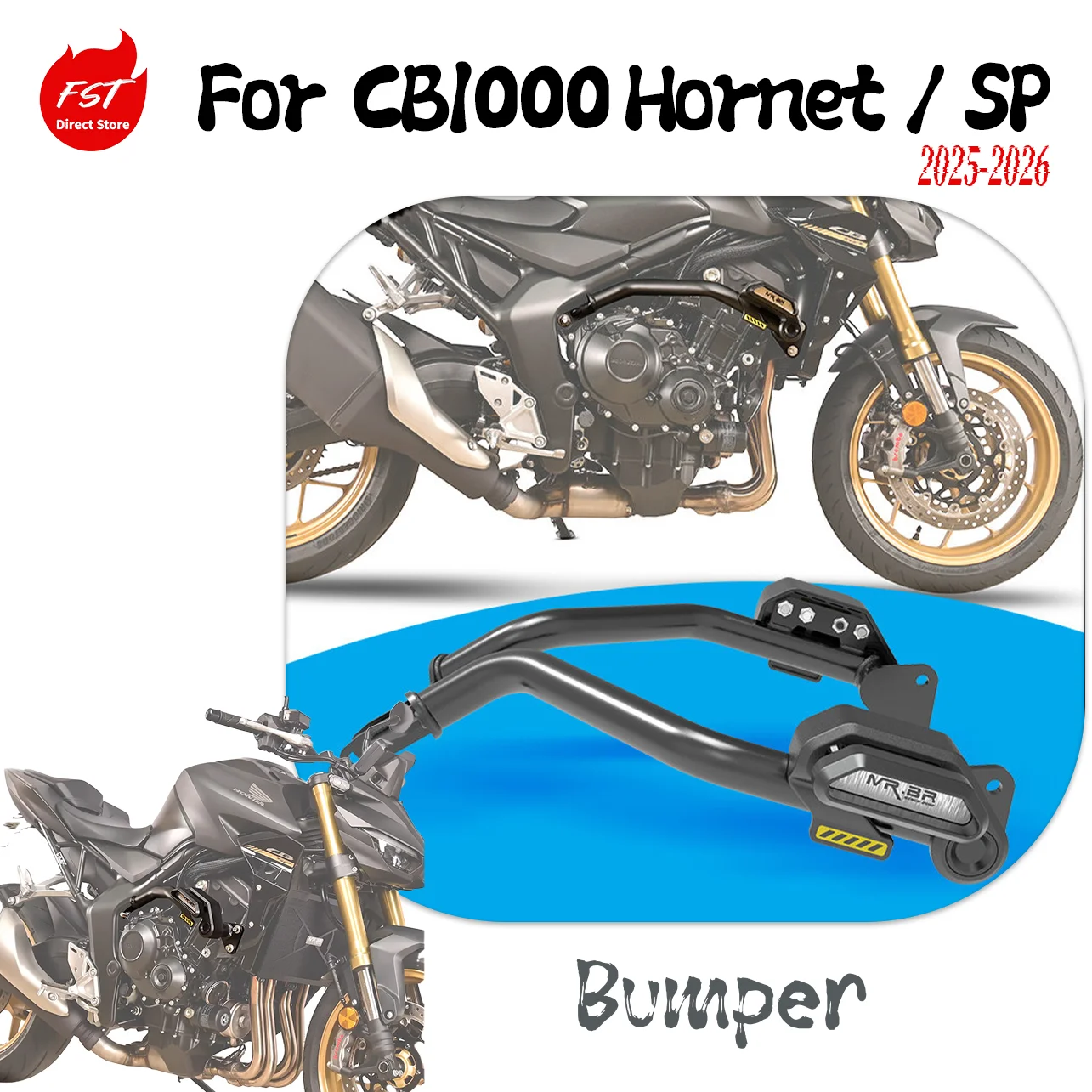 Фото Защитные дуги двигателя и защита радиатора для Honda CB1000 Hornet / SP 2025-2026, противоударный бампер с слайдерами №1