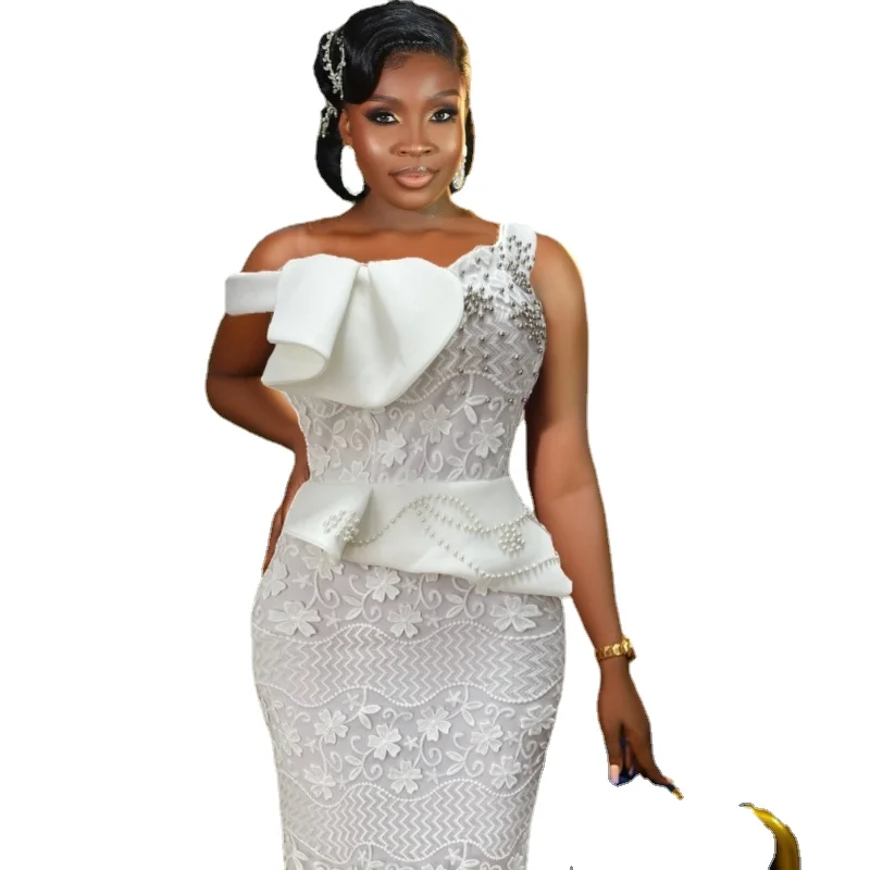 

Элегантные африканские технические платья для женщин 2023 Дашики Анкара белое кружевное свадебное вечернее платье сексуальное облегающее платье африканская одежда