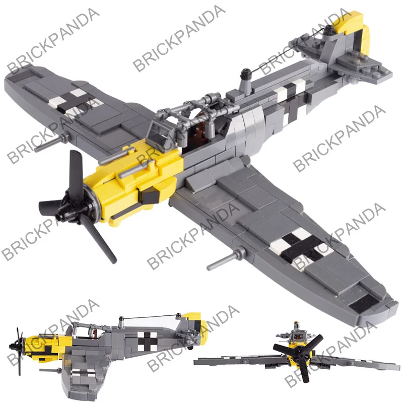 

Military WW2 Weapons German Soldiers BF-109 Fighter Aircraft Air Force Plane Model Building Bricks Educational Toys For Children