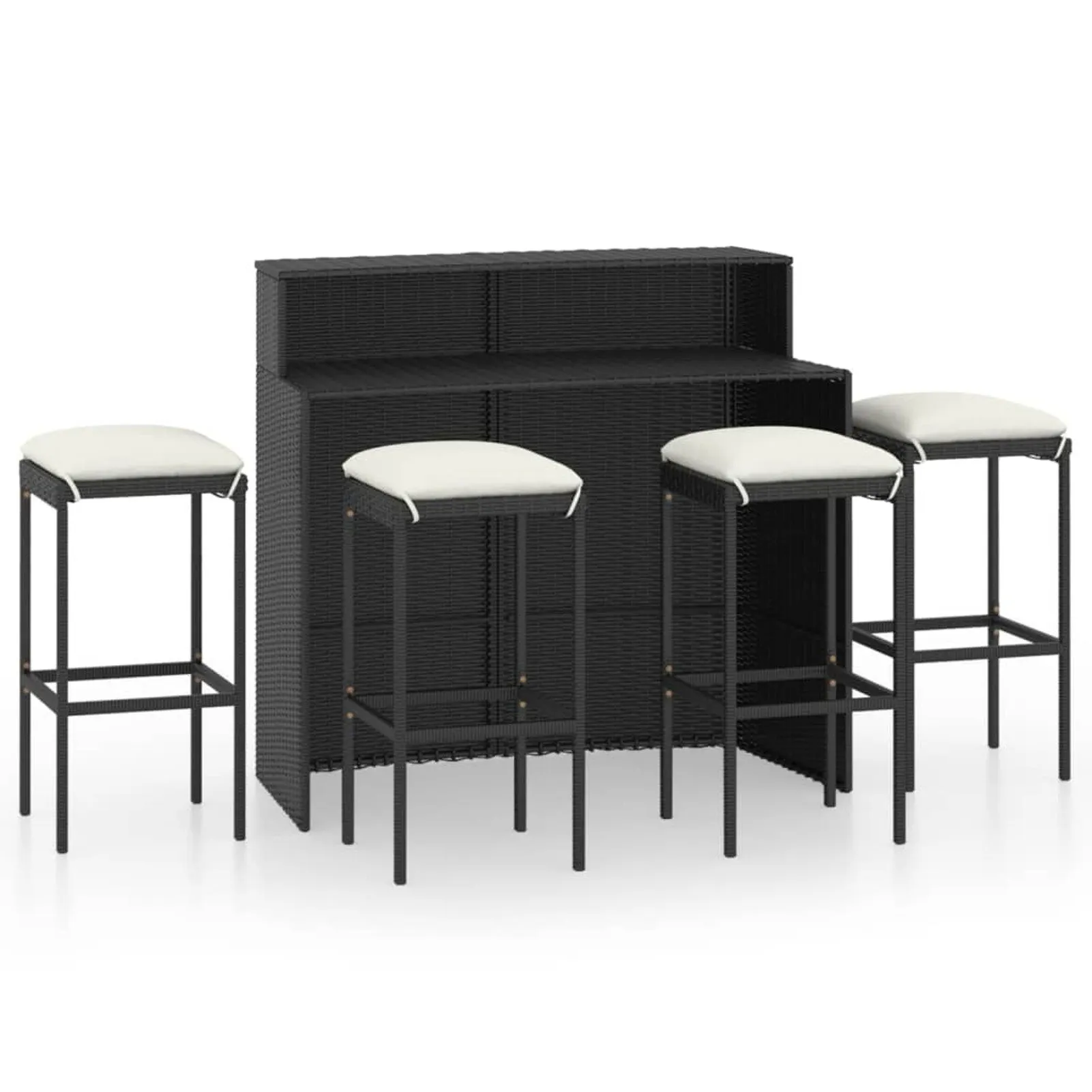 

5 Piece Garden Bar Set with Cushions Black