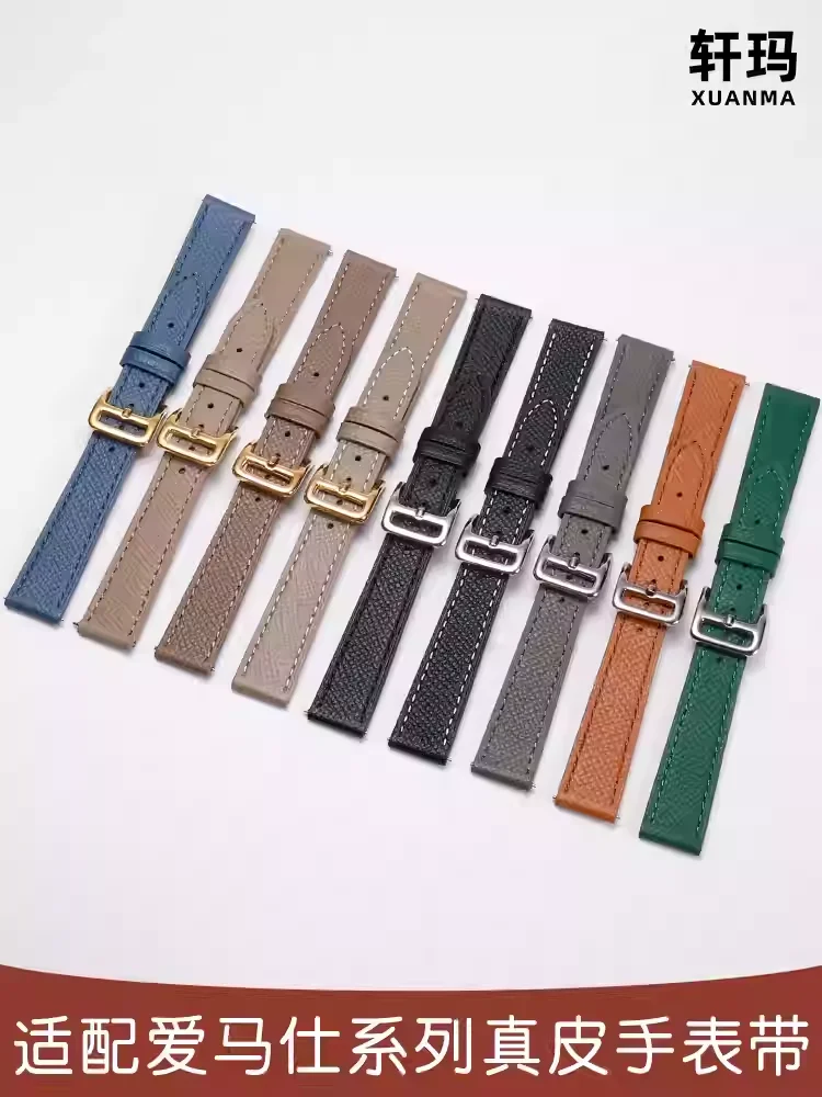 Фото Кожаный ремешок для часов подходит для Hermes, быстросъемный оригинальный ремешок с пряжкой, высококачественный женский ремешок для часов из натуральной кожи, браслет №2
