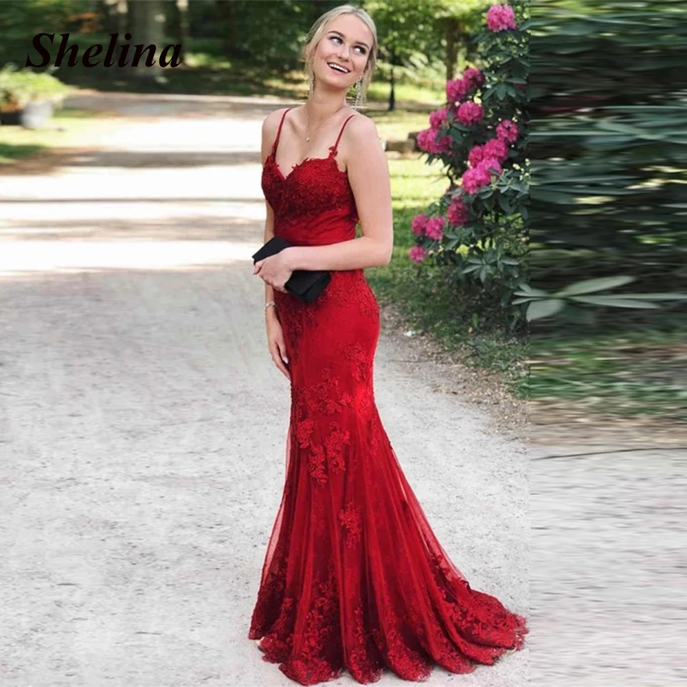 

Formal Evening Prom Dresses 2022 Sweetheart Spaghetti Strap Trumpet Court Train Appliques Vestidos Robes De Soirée Personalised
