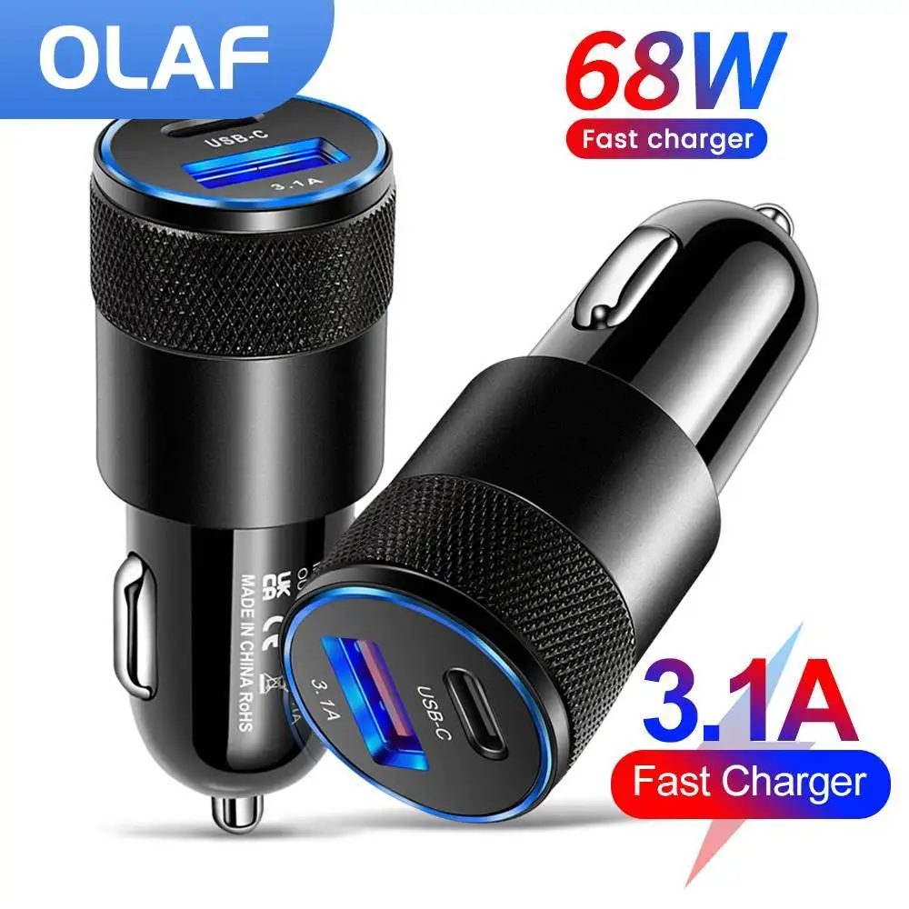 OLAF 68 Вт автомобильное зарядное устройство для мобильного телефона USB Type-C Быстрая