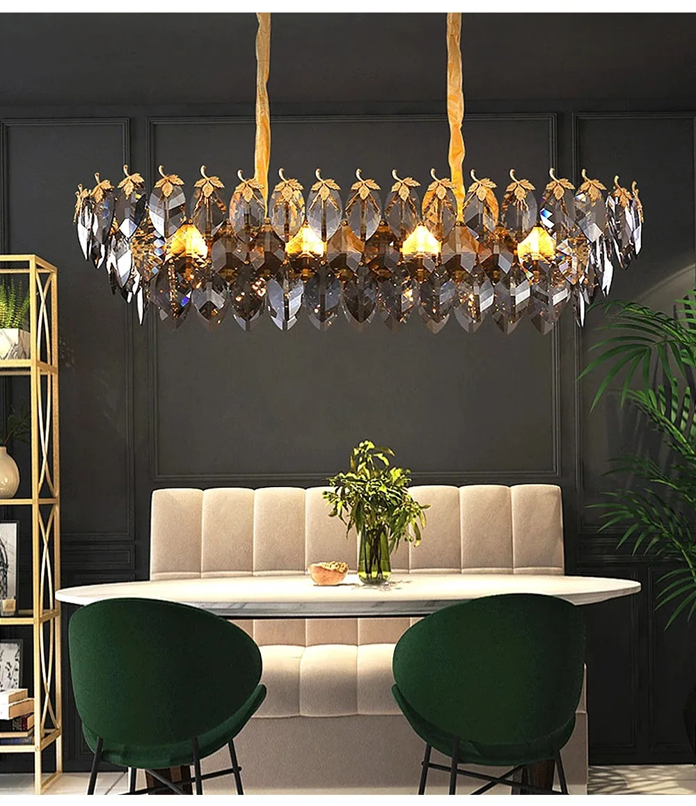 Современная роскошная Потолочная люстра в виде листьев Смоки лампа для гостиной