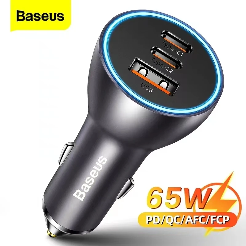 

Baseus 65W battery charger 25W PD Fast Charging for iPhone 13 14 Pro 3.0 4.0 for Huawei Xiaomi Max 3 Port Fast Car power bankr