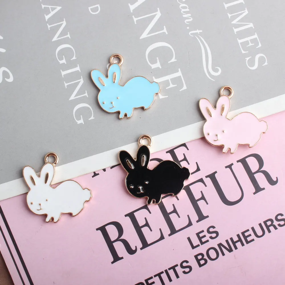 

10 шт., эмалевые Подвески в виде кролика для изготовления ювелирных изделий