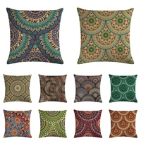 4545 cm linen bohemian mandala style cushion cover geometric printing home decorative pillow cover for sofa car cojines zy860