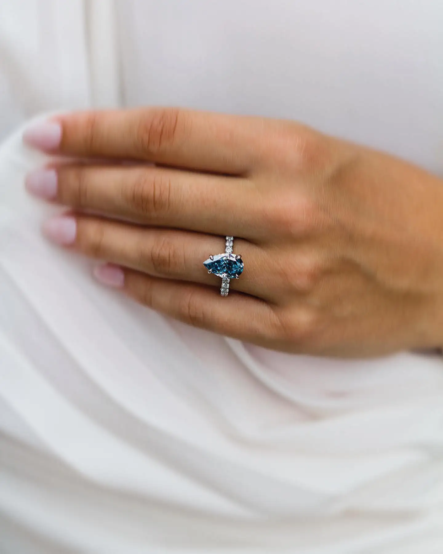 JOVOVASMILE Moissanite Ring 14k gold 4.05 Carat 13x7.8mm Crushed Ice Pear Cut Cornflower Blue Real au 750 585 Jewelry for Women