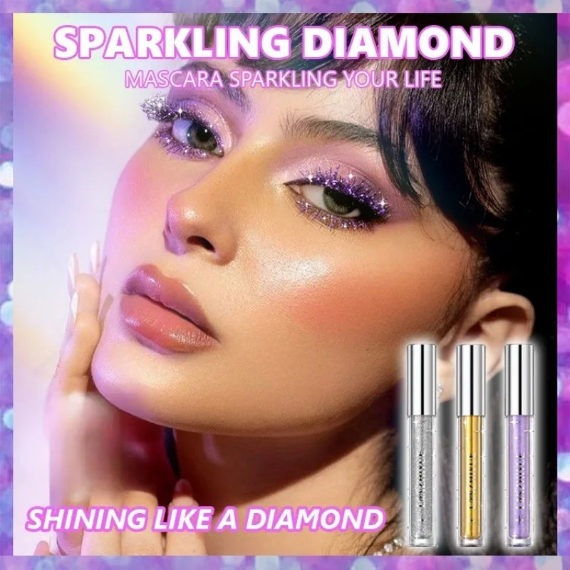 Heallor Diamond Glitter Mascara Праздничная вечеринка Макияж глаз Быстросохнущая долговечная
