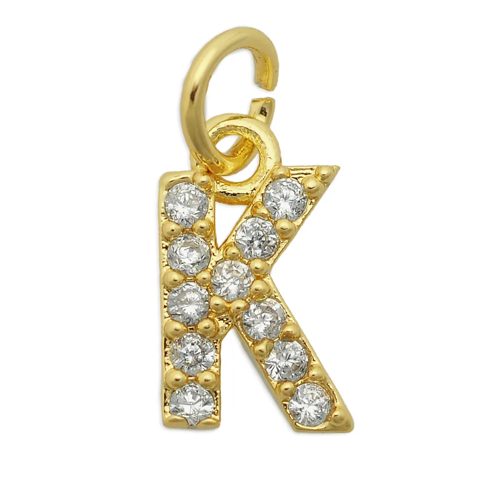 5 шт./лот латунные фианитовые Подвески с буквами A-Z DIY ювелирные изделия оптовая