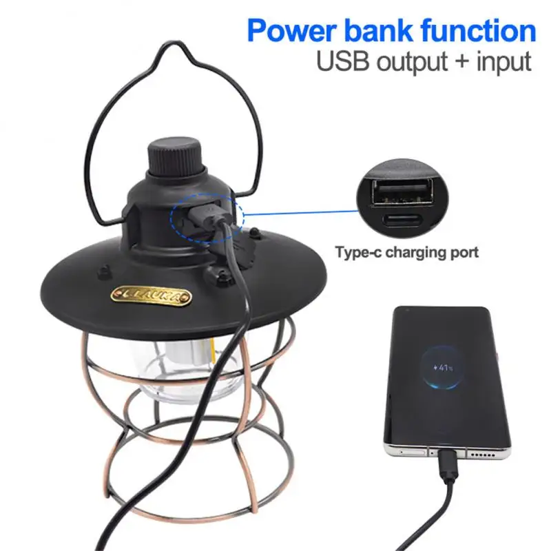 

Portable Retro Lantern 2700-6000K Color Temperature USB Rechargeable Flashlight 4 Hours Long Battery Life with Power Bank