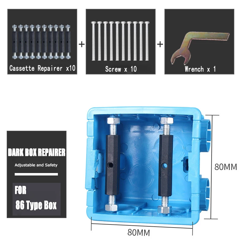 

10Pcs/Set 86/118Type Dark Box Repair Screws Wall Socket Bottom Box Cassette Bottom Box Repairer Junction Box Repair Pole