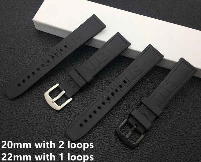 

Top quality Soft Rubber silicone Watch band 20mm 22mm Black bird Watchband Bracelet For navitimer/avenger/Breitling strap tools
