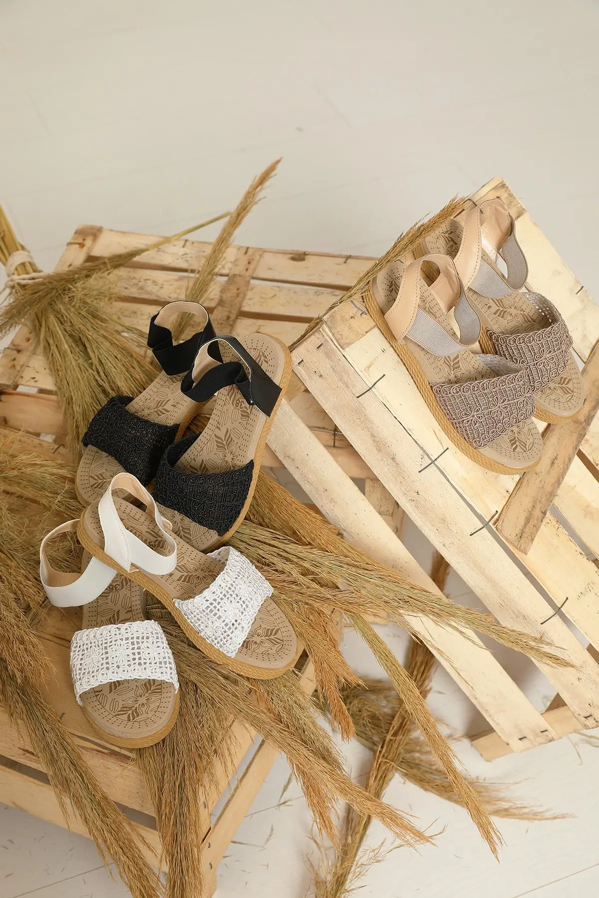 

Women Sandals White Ankle Detailed Rope Braided Braided 2022 New Summer Comfort Breathable Casual Quality Ladies Fashion Sandals