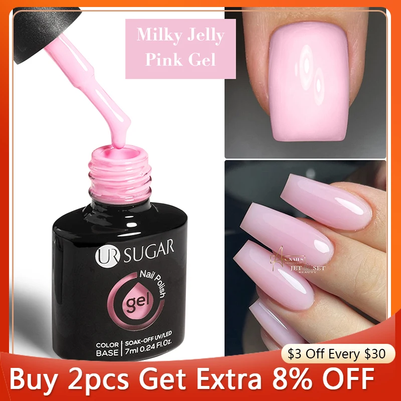 Гель-лак UR SUGAR 7 мл желеобразный розовый цвет молочный белый полупрозрачный Маникюр удаляется замачиванием УФ светодиодный ная цветная фотолампа - купить по выгодной цене - Топ товаров с Али