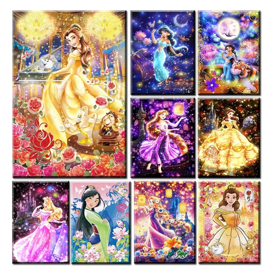 

Алмазная живопись Disney, 5D мозаика «сделай сам» для девочек из мультфильмов, хобби, Красавица и чудовище, полное украшение для дома