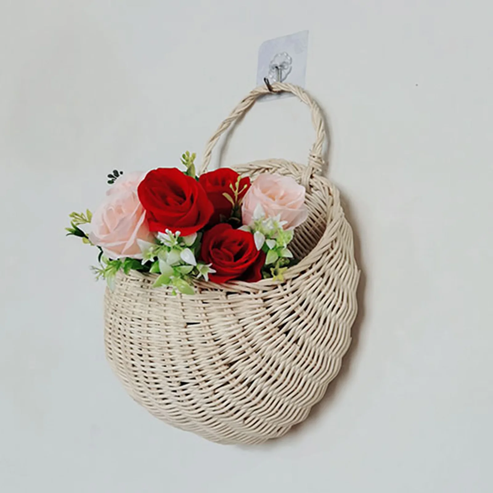 

Hand Woven Flower Wicker Shape Picnic Rattan Basket Cute Kids Clothing Storage Organizer Eco-Friendly Hanging Home Decor