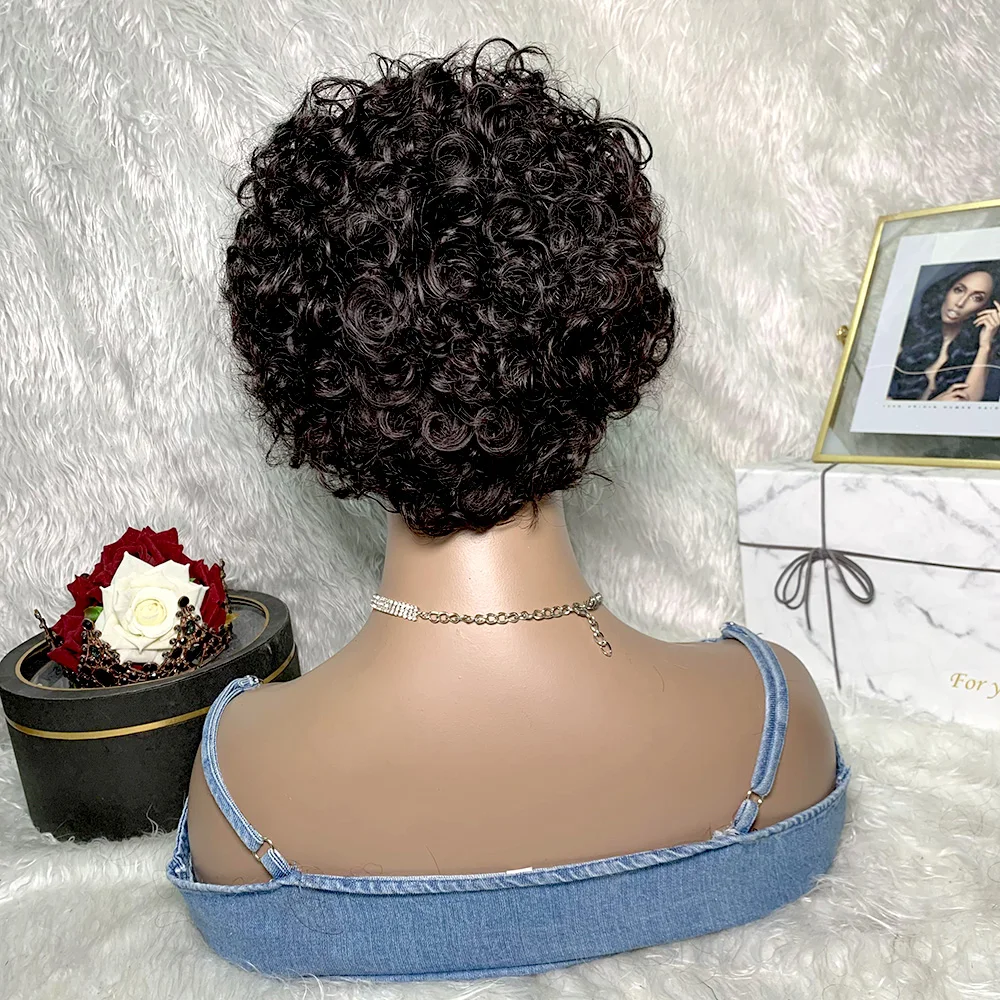 Esty Women Short Wig Part Lace Front Wigs Pixie Cut Wig Human Hair Deep Water Wave Wig Cheap Pre Plucked Wigs for Black Women