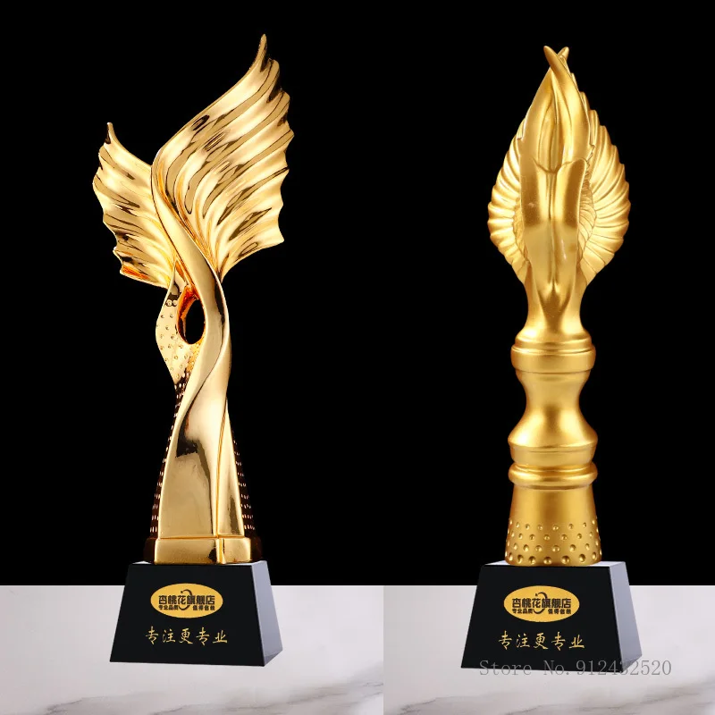 Goddess electroplating gold resin trophy custom free lettering home decoration competition award gift taekwondo dance trophy