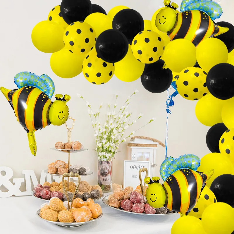 

80pcs Bee Garland Arches Set Black Yellow Latex Balloons Boys Girls Birthday Party Decorations Baby Shower Kids Balloons Gifts