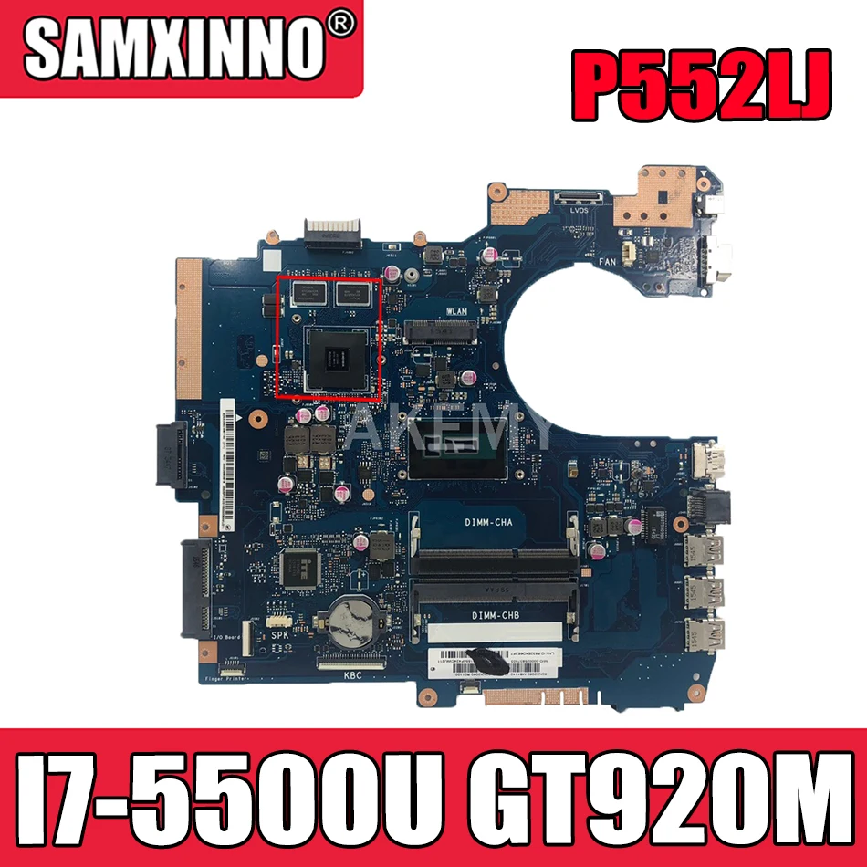 

Материнская плата для ноутбука Akemy P552LA_LJ для ASUS P552LA P552LJ P552L P552, протестированная оригинальная материнская плата I7-5500U GT920M