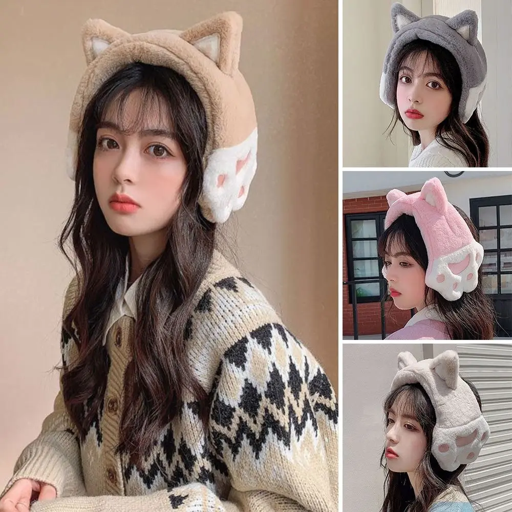

Outdoor Cute Fuzzy Warm Cat Ears Headband Earflaps Earmuffs Ear Warmer