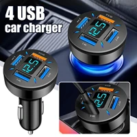 car fast charger for cigarette lighter 4 port usb charging digital display quick phone charge adapter for iphone xiaomi huawei