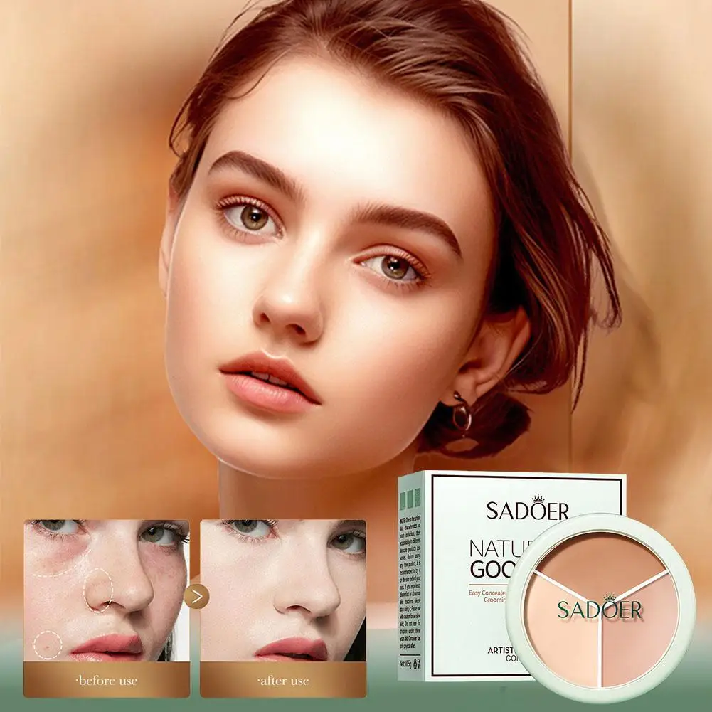 

Face Contour Cream Cover Acne Spots Dark Circles Cosmetic 3 Color Concealer Palette Waterproof Soft Matte Face Makeup