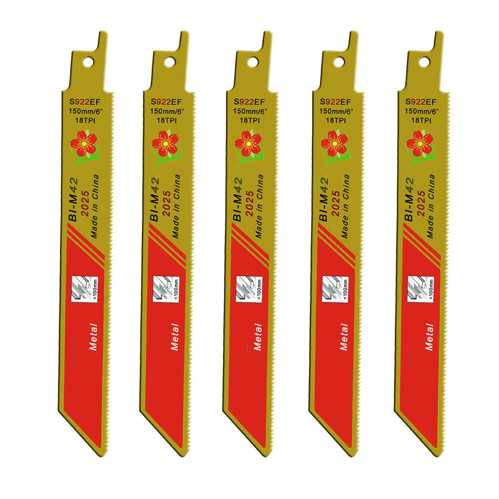 

5 шт. 152 мм S922EF биметаллические лезвия пилы сабельная пила набор лезвий для металлической прокладки трубы профиль режущие ручные инструмент...