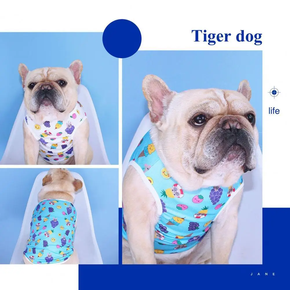 

Dog Vest Stylish Quick Dry Washable Spring Summer Fruit Animal Print Lovely Vest Shirt for Daily Wear Pet Vest Puppy Vest