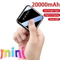 mini power bank usb led 20000 mah ed hd display mobile phone portable charger fast charging 2 input android for iphone xiaomi
