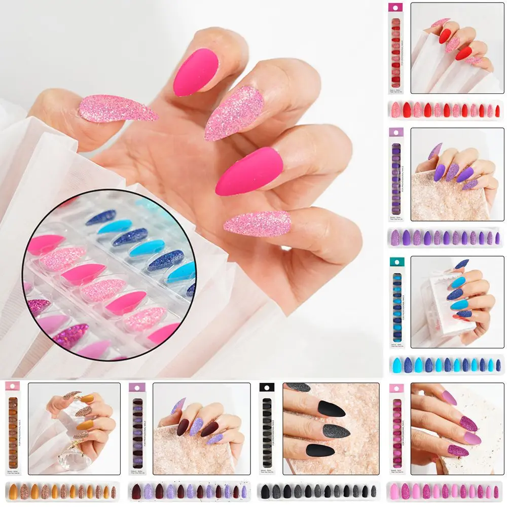 

Gel Nail Kit Full Cover French Fake Nails Stick on Nails Matte False Nails Press on Nails Ballerina Coffin with Glue