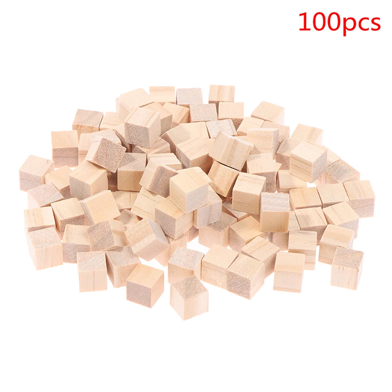 

100Pcs Wooden Cubes Toy Unfinished Blank Mini Square Cubes Wood Block For Math Making Craft DIY Project Gift Educational Toy 1cm