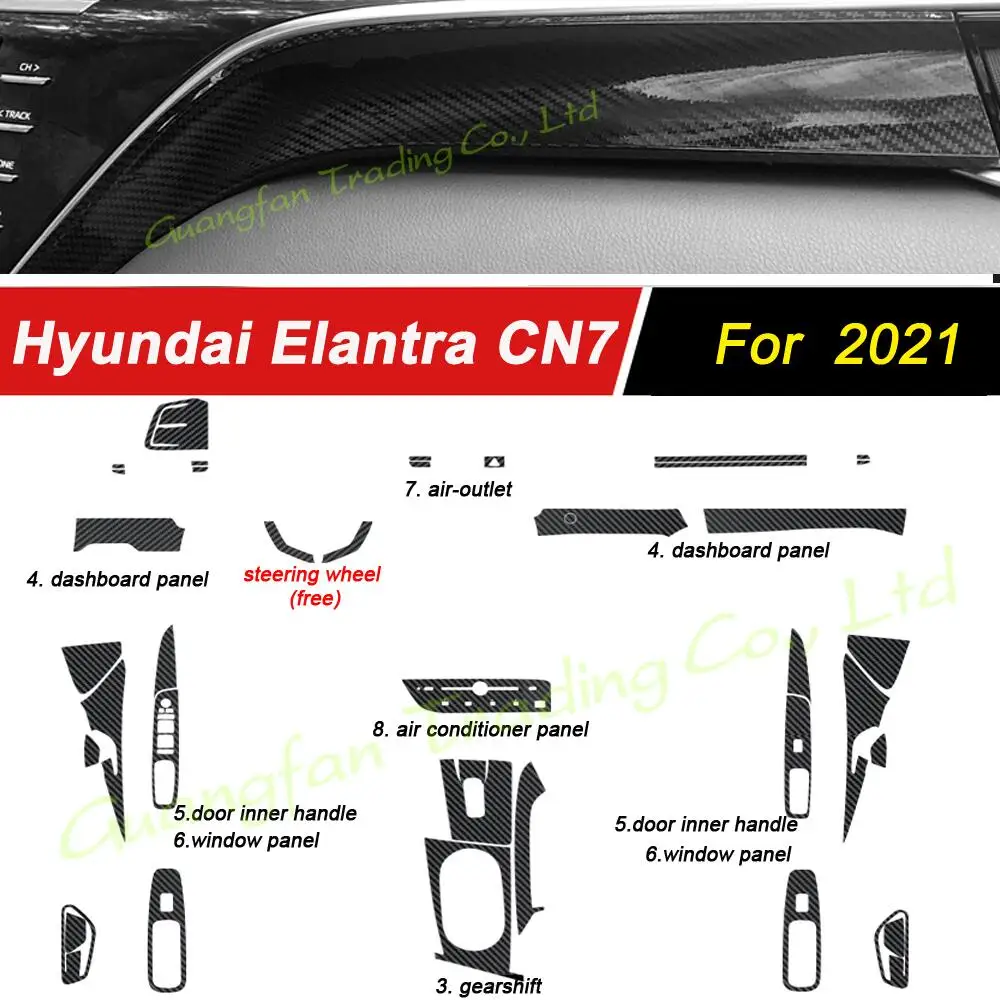 

For Hyundai Elantra CN7 2021 Car-Styling 3D/5D Carbon Fiber Car Interior Center Console Color Molding Sticker Decals Parts
