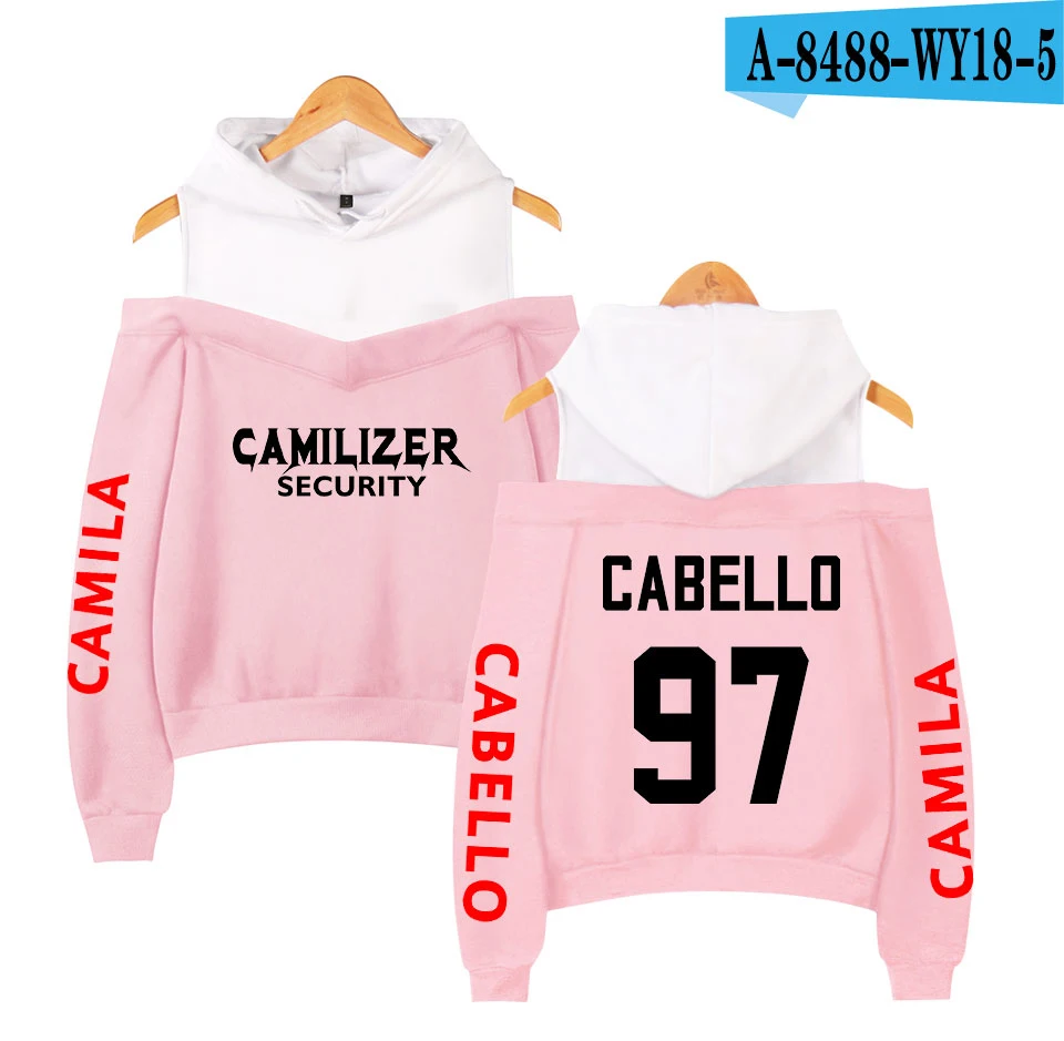 

Толстовка Camila Cabello женская с открытыми плечами, модная уличная одежда, популярный свитшот в стиле хип-хоп, милая толстовка с открытыми плеча...