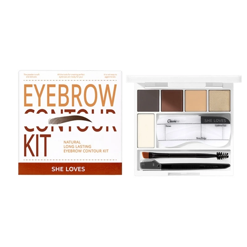 Brow Contour Kit Eyebrow Makeup Palette Set Eyebrow Powder,Eyebrow Stencils,Spoolie/Brush-Duo,Eye Brow Wax,Highlighter
