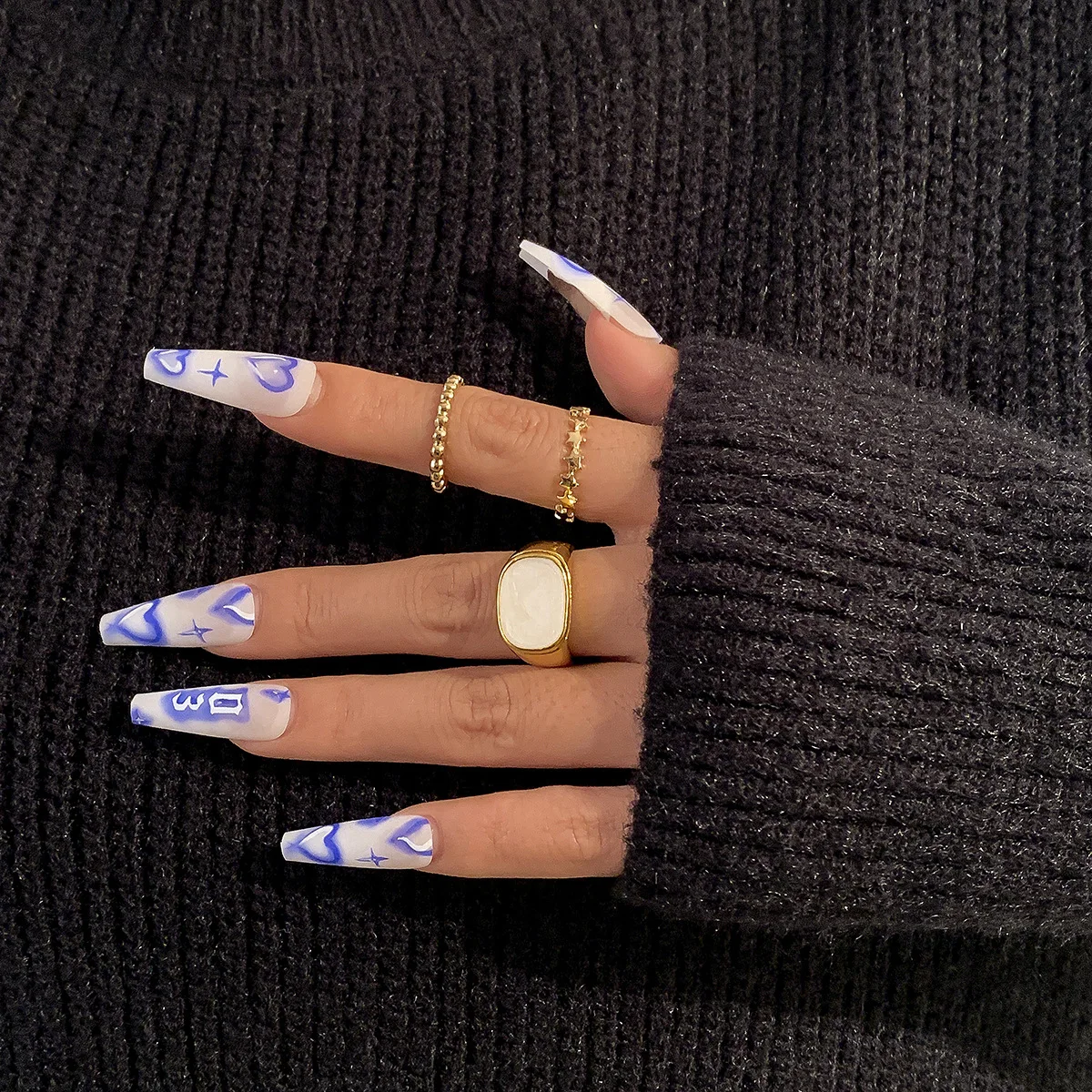 

Simple geometric block oil dropping joint ring small star alloy