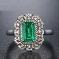 diwenfu 925 sliver real emerald square diamond ring anillos bague bizuterias for women silver 925 jewelry topaz diamond ring box