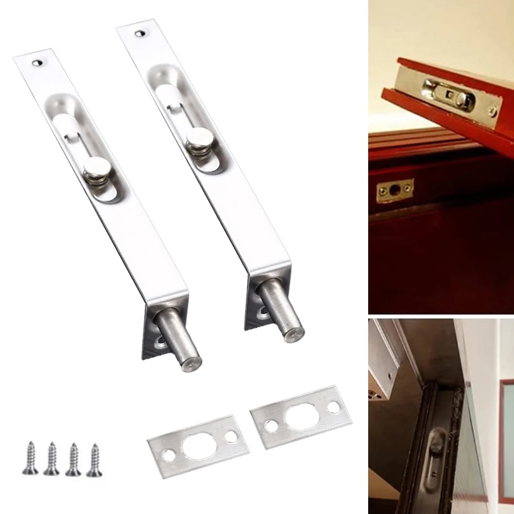 

Door Flush Bolt Concealed Security Door Lock Stainless Steel Safety Door Guard Wood Doors Buckle Bolt Furniture Hardware