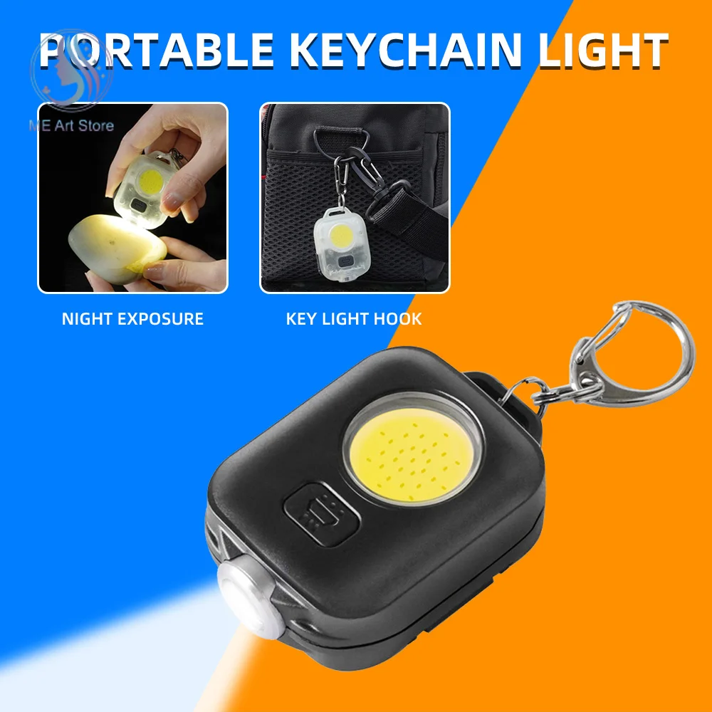 

Mini LED Keychain Flashlight Ultra Bright COB Key Ring Torch Light Rechargeable 500mAh Battery Pocket Light For Outdoor Camping