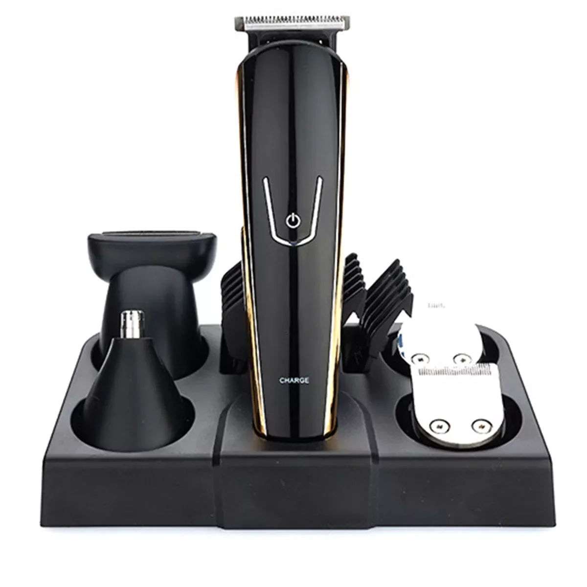 

Триммер NEW2023 Аккумуляторный 5 в 1, USB машинка для стрижки волос, триммер для бороды, носа, набор для бритья с подставкой для хранения