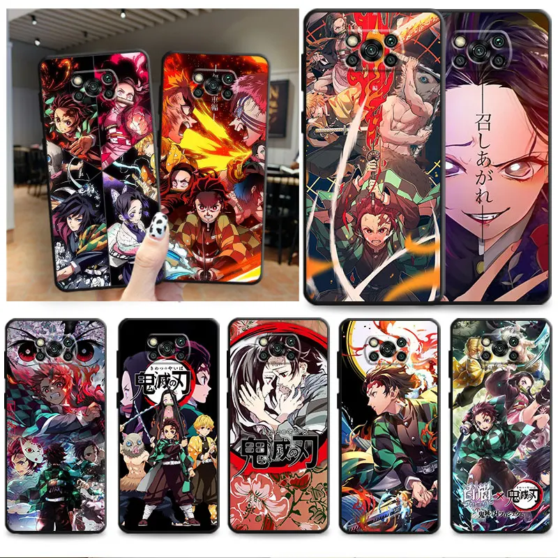 

Demon Slayer Kimetsu No Yaiba Phone Case for Xiaomi Poco X3 NFC M3 F1 X4 F4 X3 Pro C40 F3 GT M4 5G M5 M5s Cover Black Soft