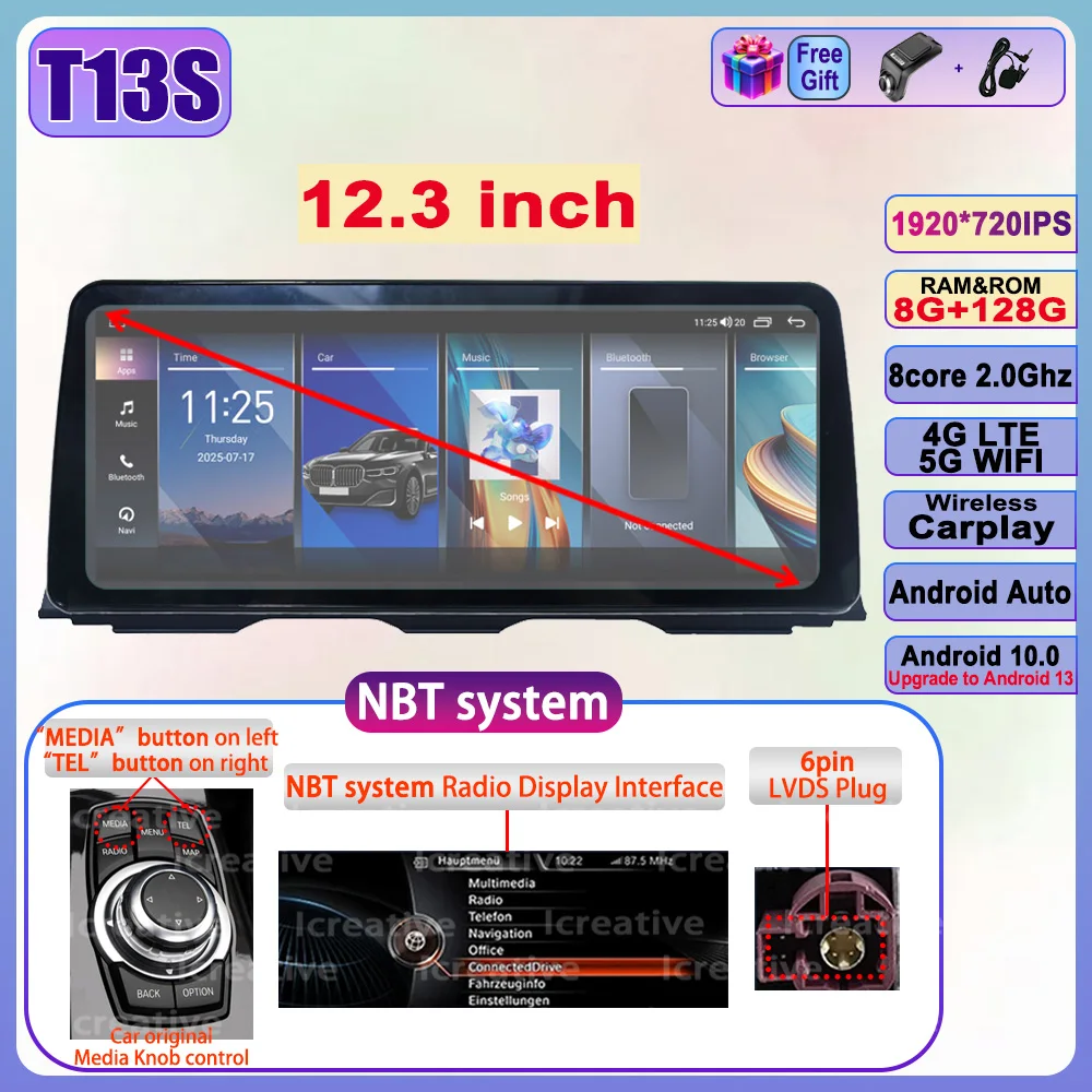 

2025 Новый автомобильный мультимедийный плеер для BMW 5 серии F10 F11 2011-2017 Android 13 Carplay Auto Stereo 2Din Автомагнитола GPS Navi HU 4G